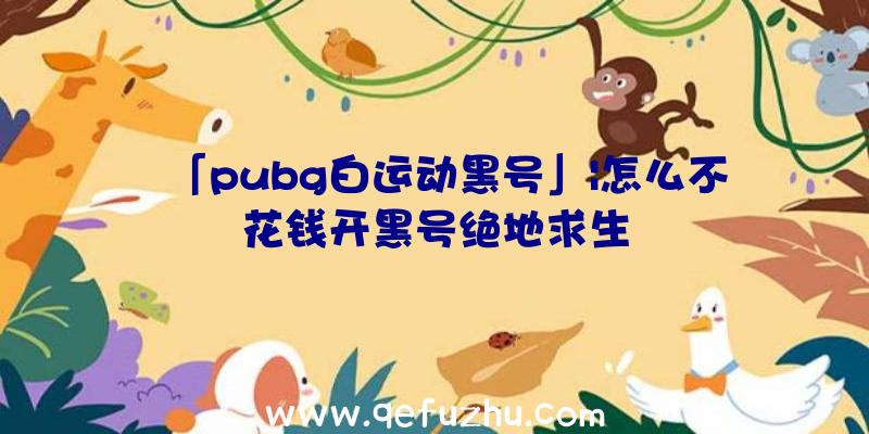 「pubg白运动黑号」|怎么不花钱开黑号绝地求生